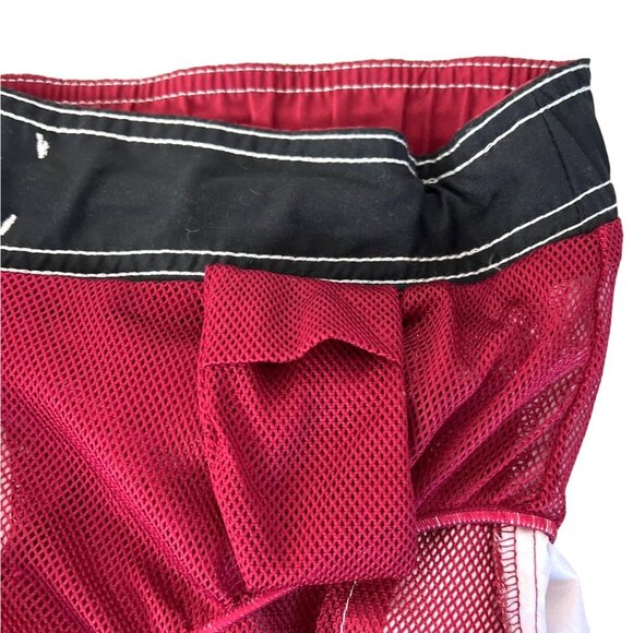 Speedo Mens Swim Trunks Size L Tropical Red Floral Mesh Lined Shorts Drawstring - Picture 12 of 15